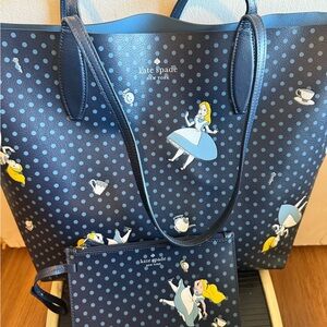 Kate Spade Navy Blue Alice in Wonderland Tote